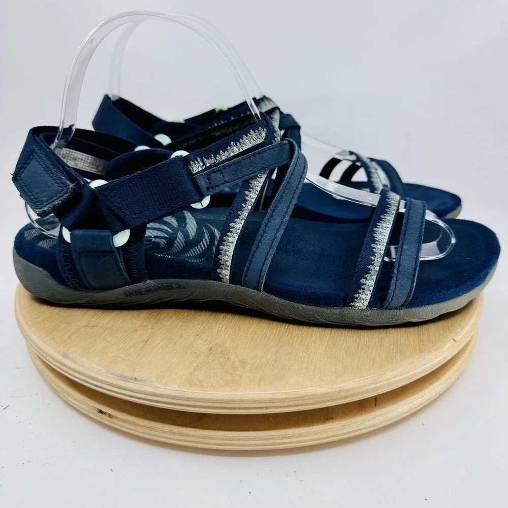Merrell Terran 3 Cush Lattice Sandals Womens 9 Navy Blue Outdoor Comfort Shoes